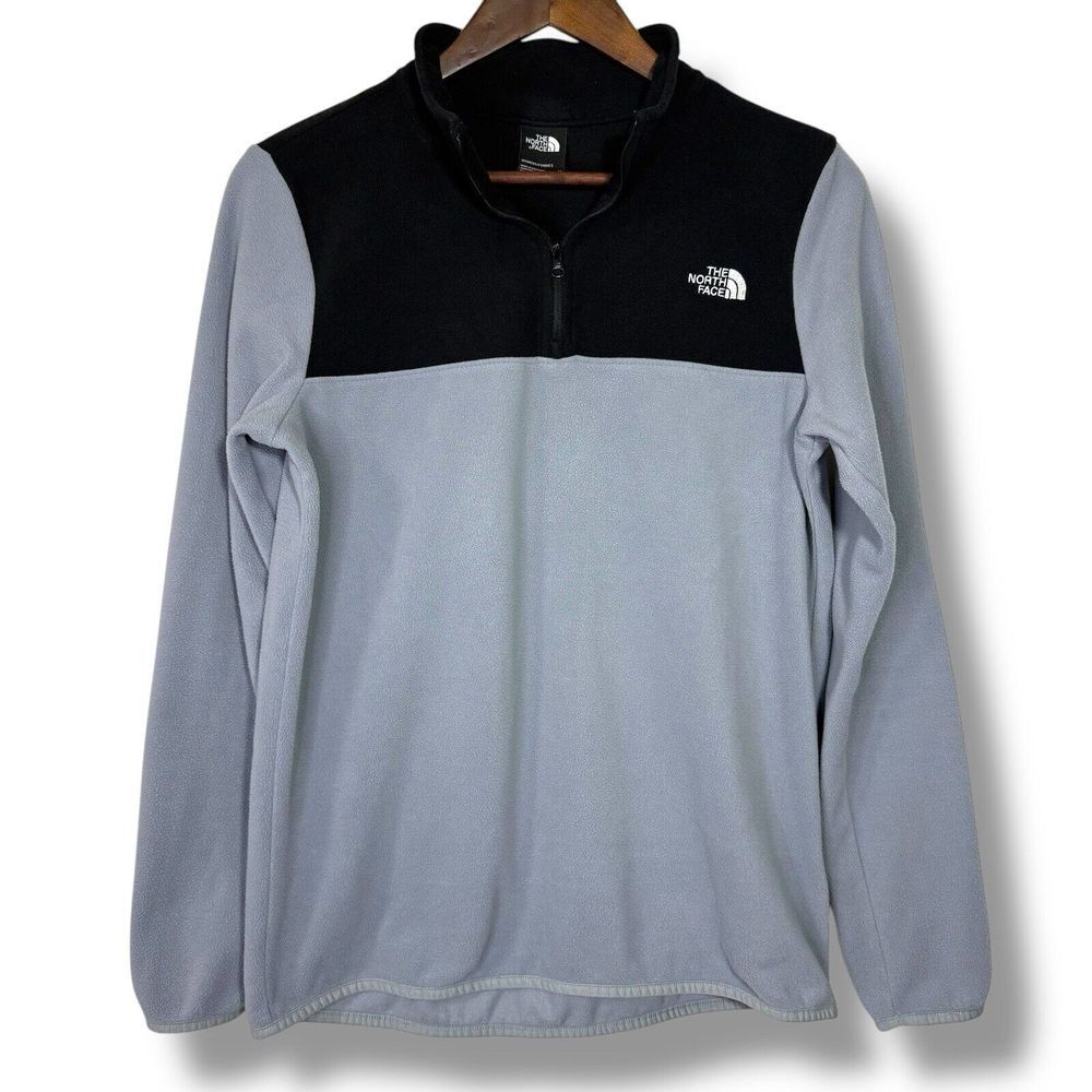 THE NORTH FACE M Fleece Glacier 1/4 Zip Sweater‎ Spell Out Logo Lightweight